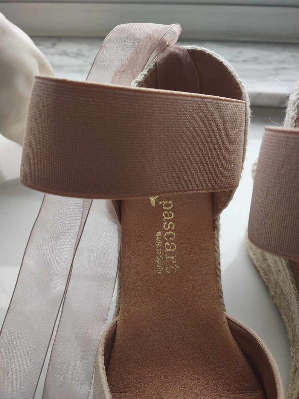Paseart Spain Leather Women's Nude Espadrille Wedge Heels - Picture 5 of 6
